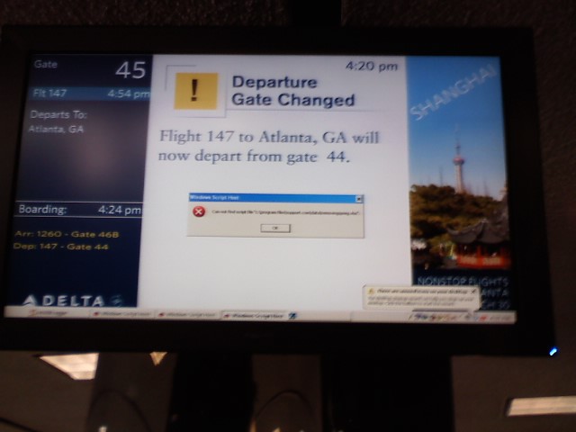 Windows error on a Delta information screen